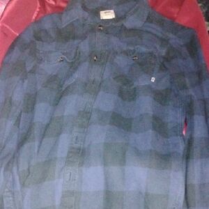 Blue and Black Plaid Shirt